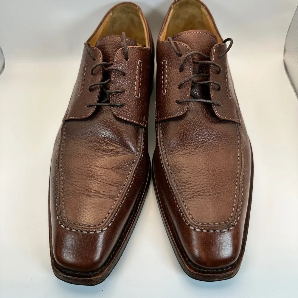 Romano Martegani Apron Toe Derbies Mens 8 Brown Leather‎ Italian Luxury Classic